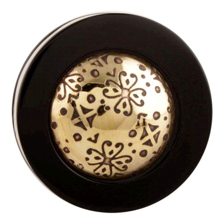 Black And Golden Brass Tiny Flower Resin Drawer Knob